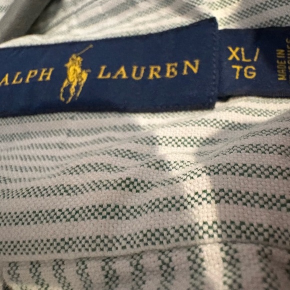 Polo Ralph Lauren Men’s Light Green White Pinstripe Button-Down Shirt Size XL TG - Picture 3 of 3